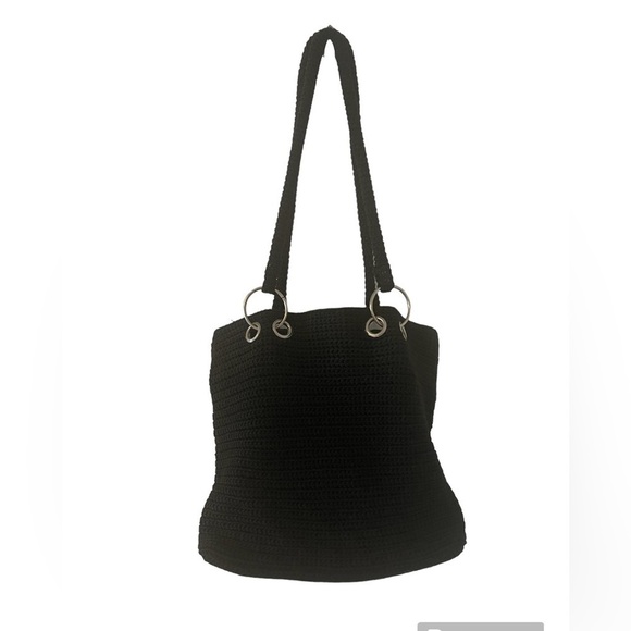 Source Unknown Handbags - 5/$25 Chunky knit crocheted black purse with silver hardware